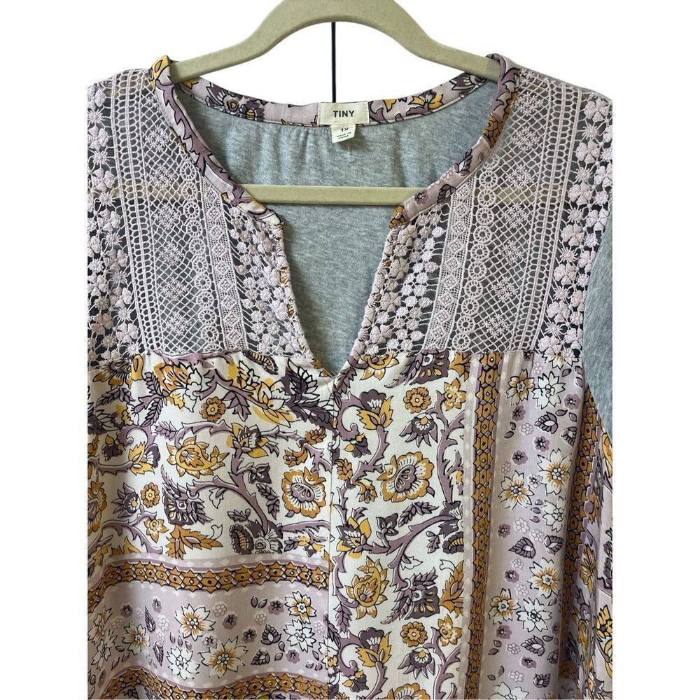 Anthropologie Top By Tiny Patchwork Front Sz 1x - image 2